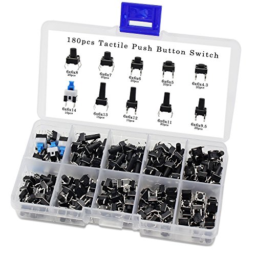 Ocr TM 10Value 180PCS Tactile Push Button Switch Micro Momentary Tact Assortment Kit