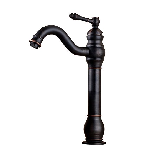 Rozin® Deck Mount Bathroom Vessel Sink Faucet Single Lever Control Tall Spout Mixer Taps Oil Rubbed Bronze Finish