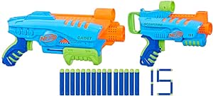 Nerf Elite Jr Ultimate Starter Set, 2 Easy Play Toy Foam Blasters, 15 Nerf Elite Darts, 2 Targets, Kids Outdoor Games (F6369)