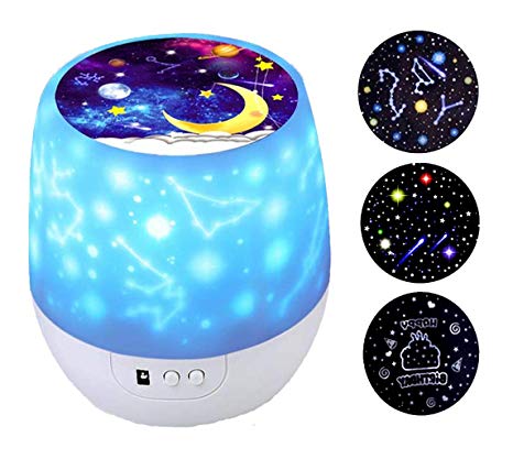 Kids Night Light Star Projector with LED Timer 360 Degree Rotation Night Lighting lamp for Baby’s Bedroom Best Gifts Slippers for Baby Girls Boys (Flim-3 Set)