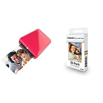 Polaroid ZIP Mobile Printer (Red) with Polaroid ZINK Photo Paper TRIPLE PACK (30 Sheets)