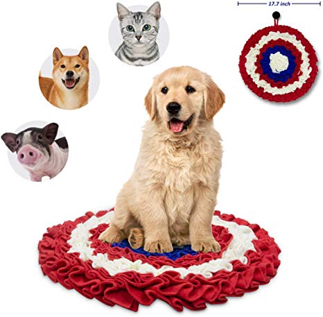SPEESUN Snuffle Mat for Dogs,Dog Snuffle Mat,Machine Washable Training Feeding Nosework Mat for Small/Large Dog Help Consuming Pet Energy and Releasing Stress(Round/Rectangle)