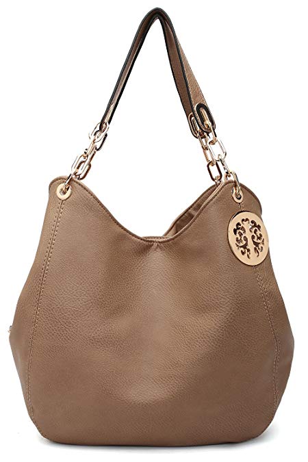 Designer Handbag For Women ~ Designer Purse ~ Slouchy ~ Hobo Bag ~ Multi Pocket Handbag With Adjustable Shoulder Straps ~ Fashionable Hobo Slouchy Women Handbag ~ By MKF Collection (Taupe)