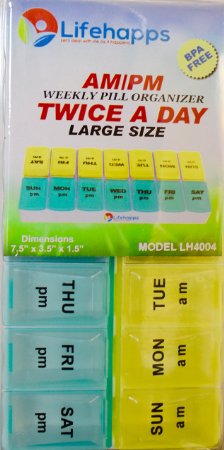 Weekly Am Pm Large Pill Box By Lifehapps- BPA Free Twice a Day Medicine Organizer-durable Medication Case-with Large Compartments & Easy Open Lids-7 Day Storage for Your Daily Tablets & Vitamins