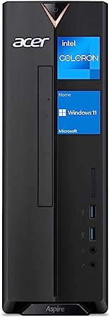 Acer Aspire Tower Desktop, Intel Celeron J4125 Processor, 8GB RAM, 256GB PCIe SSD, DVD, HDMI, VGA, Wi-Fi, Wired Keyboard & Mouse, Windows 11 Home, Black (D17W6)