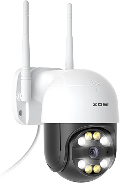 ZOSI 2K WiFi Home Security Camera Outdoor,3MP Pan/Tilt Wireless Surveillance PTZ IP Camera,2-Way Audio,Color Night Vision,Smart Light and Sound Alarm,Motion Detection,Remote Access,Cloud Storage