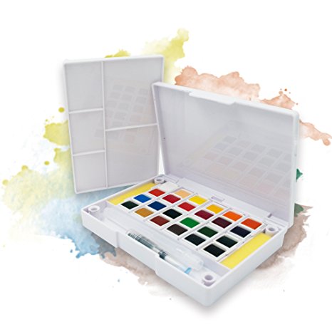 EZIGOO Watercolour Paint Set Pocket-sized – Watercolour Paint Box 24 Half Pans
