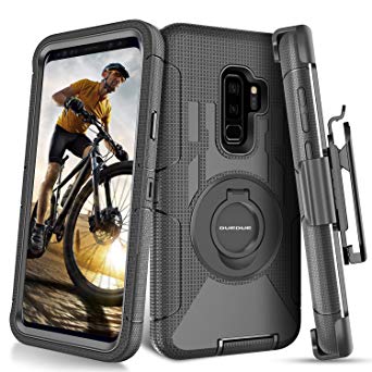 S9 Plus Case,Galaxy S9 Plus Case,DUEDUE Ring Kickstand Belt Clip Holster,Shockproof Heavy Duty Hybrid Hard PC Soft Silicone Full Body Rugged Protective Case for Samsung Galaxy S9 Plus for Men, Black