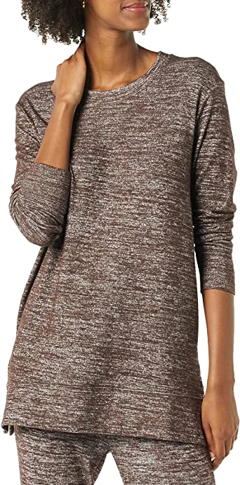 Daily Ritual Women's Cozy Knit Relaxed-Fit Long-Sleeve Side-Vent Crewneck Tunic