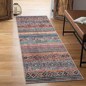 Keen Home Design Machine Washable Area Rugs with Non-slip Backing, Ideal for Hallway, Living Room, Bedroom, Kitchen and Laundry Room, Vintage Moroccan and Low Pile Rug - (2'6'' x 7')