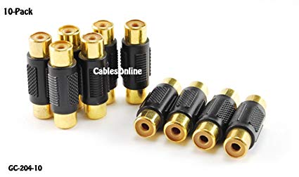 CablesOnline (10-pack) RCA Female to RCA Female Composite/Component Coupler - Gold Plated, (GC-204-10)