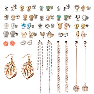 29 Pairs Assorted Multiple Stud Earrings set for Women Girls Simple Hoop earring set