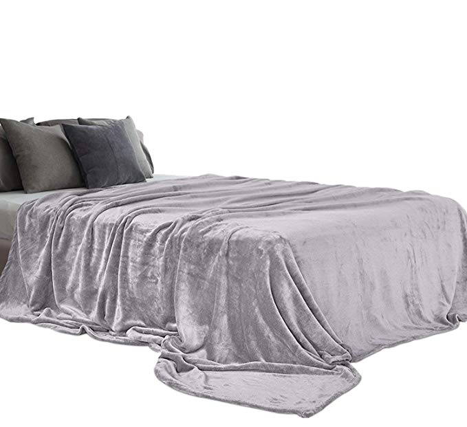 Aidear 100% Super Soft Blankets Queen Size, 350GSM Flannel Fleece Cozy Plush Blanket Winter Warm Bed Couch Fuzzy Blanket (90"x90", Silver Gray)