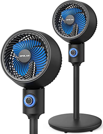 OPOLAR Pedestal Air Circulator Fan w/ 3 Speeds and Oscillation, Whole Room Floor Fan, 90-Degree Tilt, 10 Inch Fan Head w/ Powerful Airflow, Whisper Quiet for Bedroom Living Room