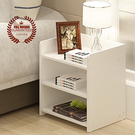 No Drawer Bedside Table, Wooden Side Table / Nightstand, White