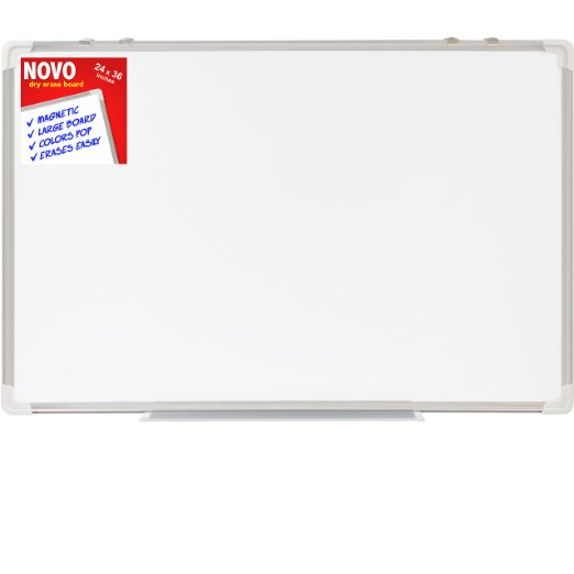 Dry Erase Board 24x36 | LARGE Magnetic Whiteboard with Aluminum Frame | Dryerase Marker Boards for Office Bulletin or Calendar | Melamine Perfect for Easel and Universal Black Erasers Markers