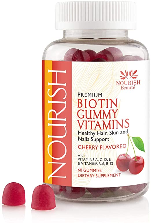 Nourish Beaute Hair Vitamins for Hair Loss and Thinning That Promotes Regrowth for Men and Women, 1 Bottle of 60 Gummies