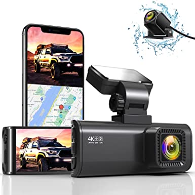 Dual Dash Cam Built-in WiFi GPS Front 4K/2.5K and Rear 1080P Dual Dash Camera for Cars,3.16" Display,170° Wide Angle Car Dashboard Camera Recorder with Night Vision,Support 256GB Max