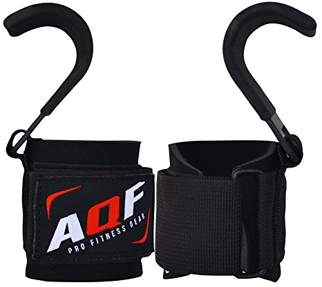 AQF Weight Lifting Training Gym Hook Grips Straps Gloves Wrist Support Crossfit Workout