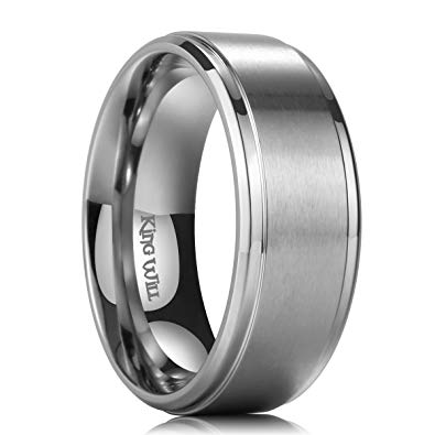 King Will Basic 4mm 6mm 7mm 8mm 9mm Mens Titanium Wedding Ring Brushed Finished Wedding Band Comfort Fit Stepped Edge