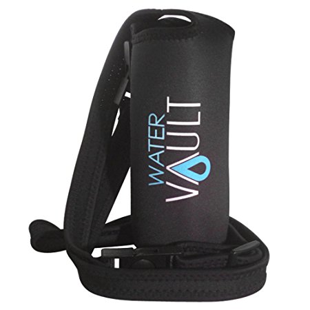 Water Vault Deluxe Neoprene Bottle Holder, Adjustable Detachable Strap, Shoulder Sling & Hand Carrier Available in 2 Sizes: Regular & XL (Asstd. Colors, XL fits 40oz Hydro Flask Type Bottle)