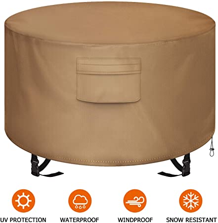 NEXCOVER Fire Pit Cover, Waterproof 600D Heavy Duty Cover Fits Round Outdoor Fire Pit or Table 44”D x 22” H, Fade & Weather Resistant