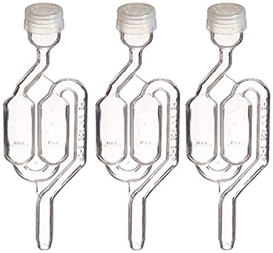 Twin Bubble Airlock for Wine Making and Beer Making (Pack of 3)