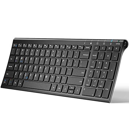 iClever Bluetooth Keyboard, Universal Wireless Keyboard, Rechargeable Ultra-Slim Wireless BT Keyboard with Number Pad Ergonomic Design Full Size Stable Connection for Windows, iOS, Android, Black