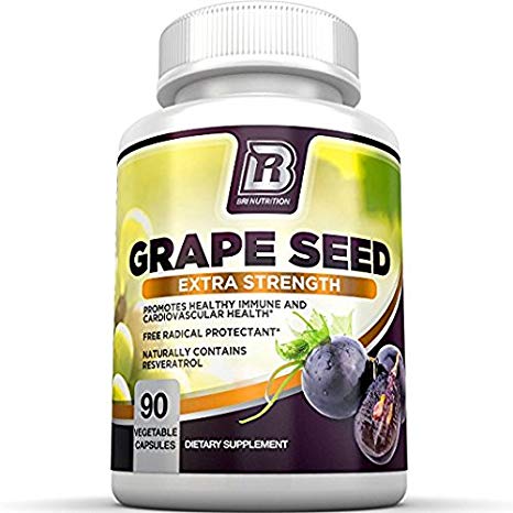 BRI Nutrition Grapeseed Extract - 95% Proanthocyanidins 400mg Servings - Strongest Standardized Extract On The Market - 90 Veggie Capsules