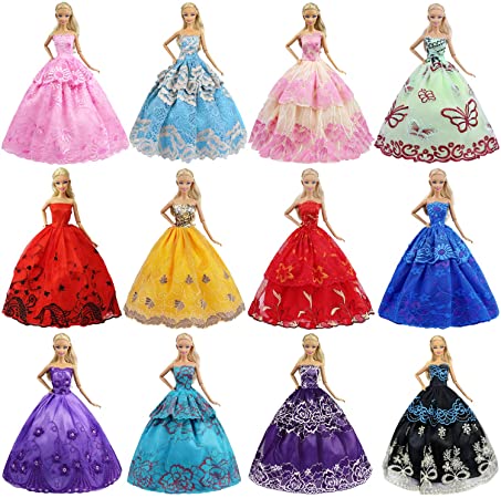 ZITA ELEMENT 6 PCS Fashion Handmade Wedding Party Dress Gown for 11.5 Inch / 29-30CM Dolls XMAS Gift - Random Style Outfits