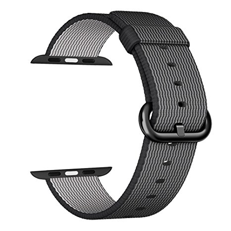 Apple Watch Series 2 Series 1 Woven Nylon band ，Aokay Fine Woven Comfortable Durable Nylon Bracelet Strap Replacement Wrist Band for iWatch (42mm-Black)