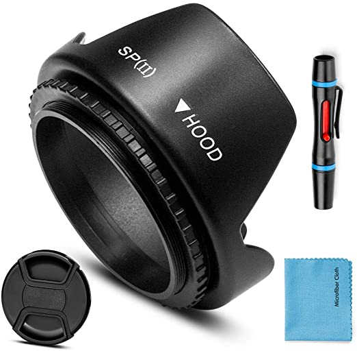 52mm Lens Hood,Universal Tulip Flower Lens Hood Sun Shade with Centre Pinch Lens Cap for Canon Nikon Sony Pentax Olympus Fuji Camera