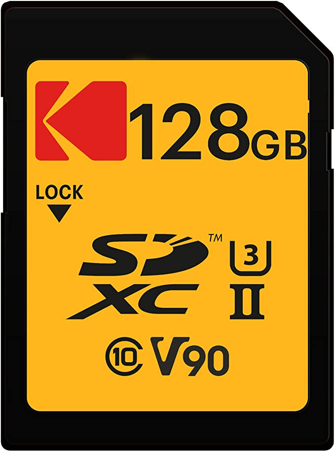 Kodak 128GB UHS-II U3 V90 Ultra Pro SDXC Memory Card - Up to 300MB/s Read Speed and 270MB/s Write Speed