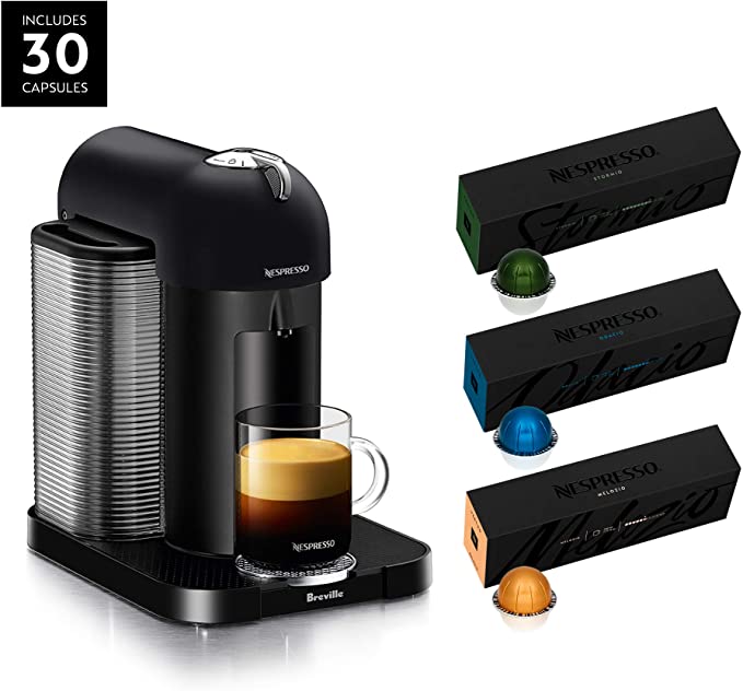 Nespresso Vertuo Coffee and Espresso Maker by Breville, Matte Black with BEST SELLING VERTUOLINE COFFEES INCLUDED
