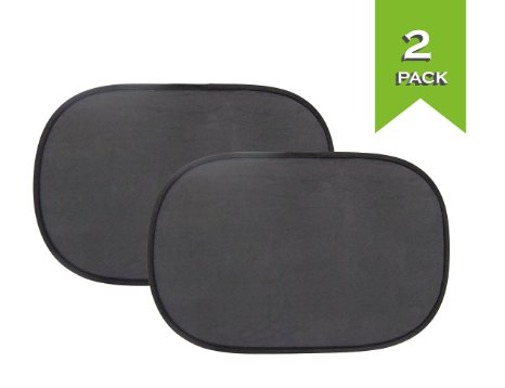 Cling Car Window Shade - 2 Pack Baby Sun Shade for Car Side Window - UPF 30 Sun Protection - Size 19 X 125 Inches - Free Bonus Suction Cups and Bag for Storing Your Sunshades