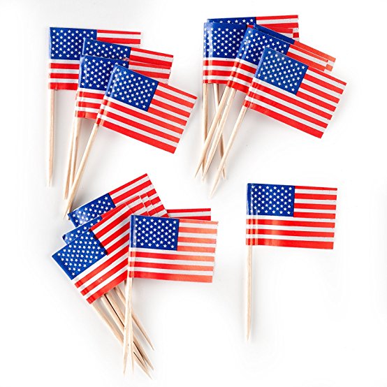 Creative Converting American Flag Picks Party Appetizer Cocktail Cupcake & Dessert Picks, 50 Count