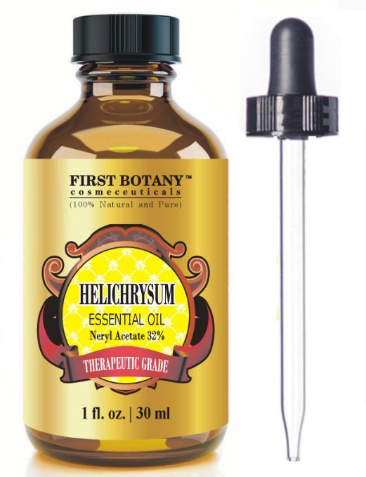 Helichrysum Essential Oil 1 fl oz 100% Pure & Natural Premium Grade - Ideal for Sunburn Relief, Acne Treatment and Pain Relief