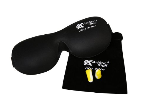 Arthur Mall Contoured Premium Sleep Mask with Soft Ear Plugs Carry Pouch Included