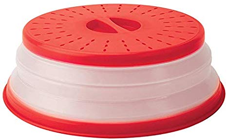 Collapsible Microwave Food Plate Cover,Vented,BPA Free Food Grade Silicone Lid-Red