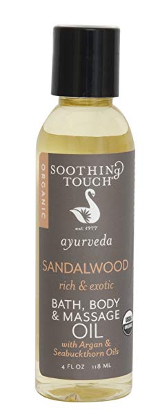 Soothing Touch Bath Organic Body & Massage Oil, Sandalwood, 4 Ounce