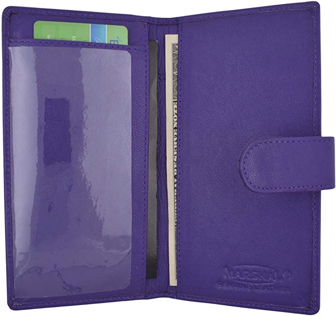 Genuine Leather Basic Checkbook Holder with Snap Closure