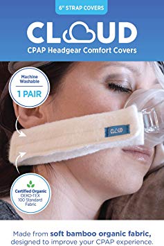 6" Cloud Organic Bamboo CPAP Headgear Comfort Covers: Superior Quality, Unbelievably Soft, Machine Washable, One-Size-Fits-Most Headgear Straps, 1 Pair