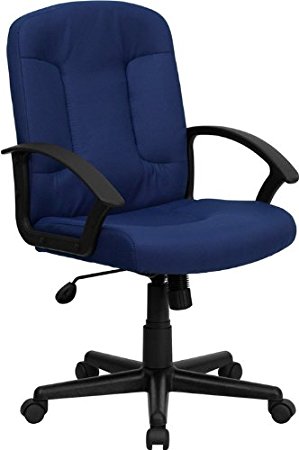 Flash Furniture Mid-Back Navy Fabric Executive Swivel Chair with Nylon Arms