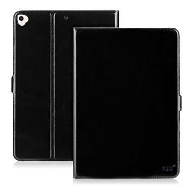 iPad Pro 12.9 Case (Compatible with 2017 and 2015 Model), FYY 100% Handmade Genuine Leather Case with Kickstand Function for Apple iPad Pro 12.9 (Both 2017 and 2015) Black