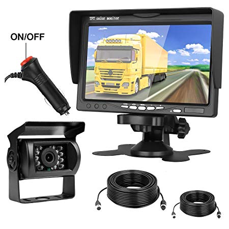 iStrong Backup Camera and 7'' Monitor Kit System for Car/Truck/Trailer/Camper Waterproof Wired Rear View Full-time View Options