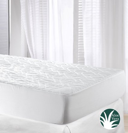 Velfont Aloe Vera Microfiber Reversible Quilted Mattress Protector, Double Size (135x190/200cm)