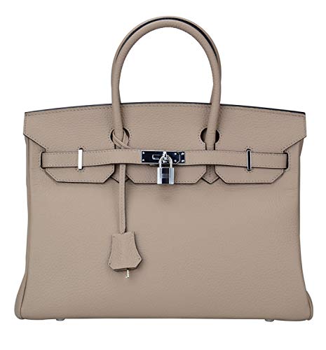 Qidell Women's Padlock Handbags With Silver Hardware On Clearance