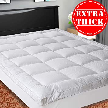 SOPAT Extra Thick Mattress Topper (TwinXL),Cooling Mattress Pad Cover,Pillow Top Construction (8-21Inch Deep Pocket),Double Border,HDown Alternative Fill,Breathable