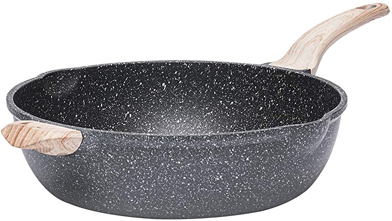 Carote Non-Stick Deep Frying Pan 32cm, die-cast Aluminium with PFOA-Free Granite Coating - The Perfect Saute pan, Suitable for All stoves, Including Induction