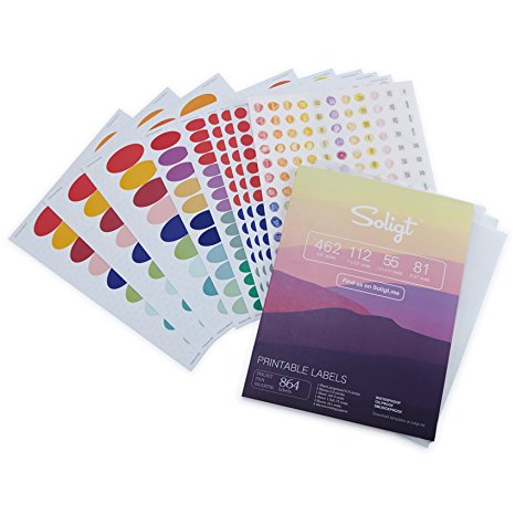 Rainbow Pattern Waterproof Essential Oil Labels Set, Blank Printable Stickers for All Bottles and Vials, 9 Sheets of 864